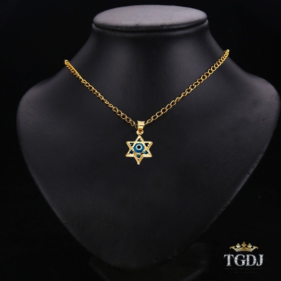 14K Yellow Gold  Evil Eye Star Pendant - Picture 2 of 4